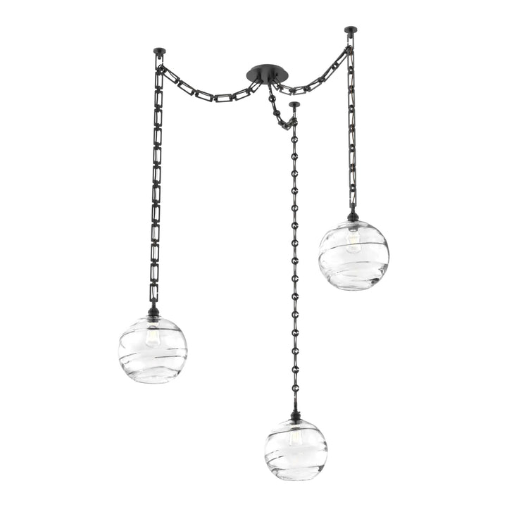 Terra Swag Chandelier by Hammerton Studio – 3 Lights in Matte Black on Rectangular Chain