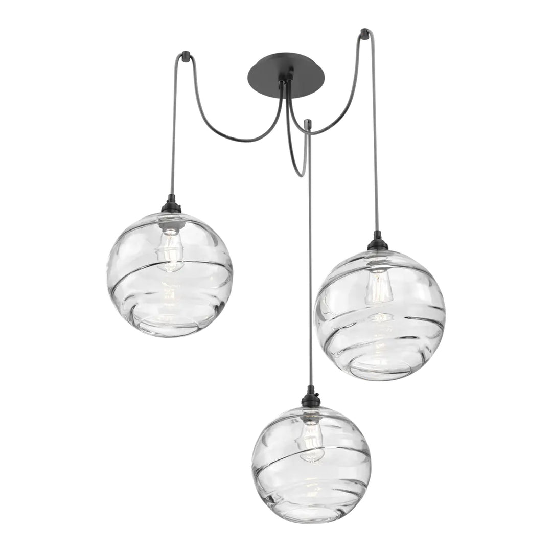 Terra Swag Chandelier by Hammerton Studio – 3 Lights in Matte Black on adjustable cord
