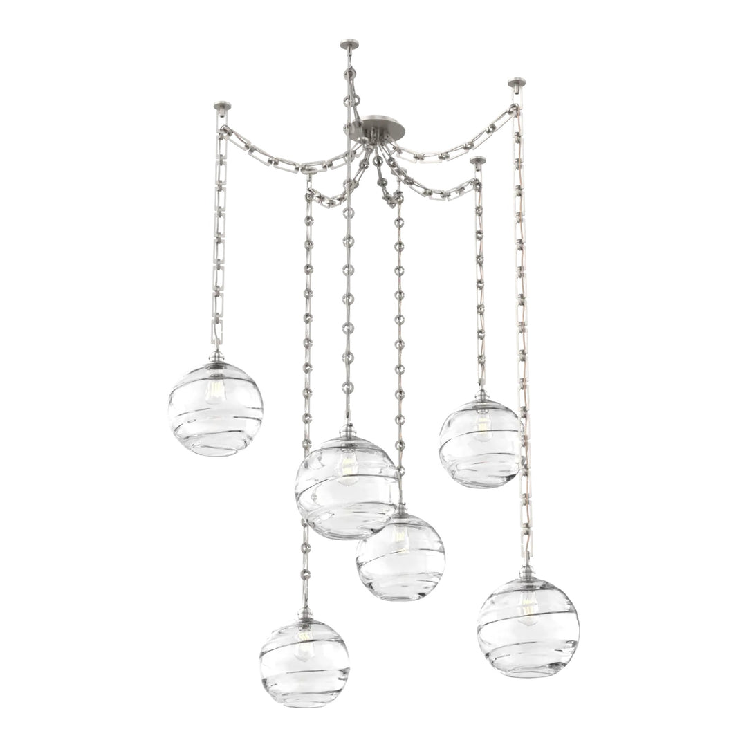 Terra Swag Chandelier by Hammerton Studio – 6 Lights in Beige Silver on Rectangular Chain