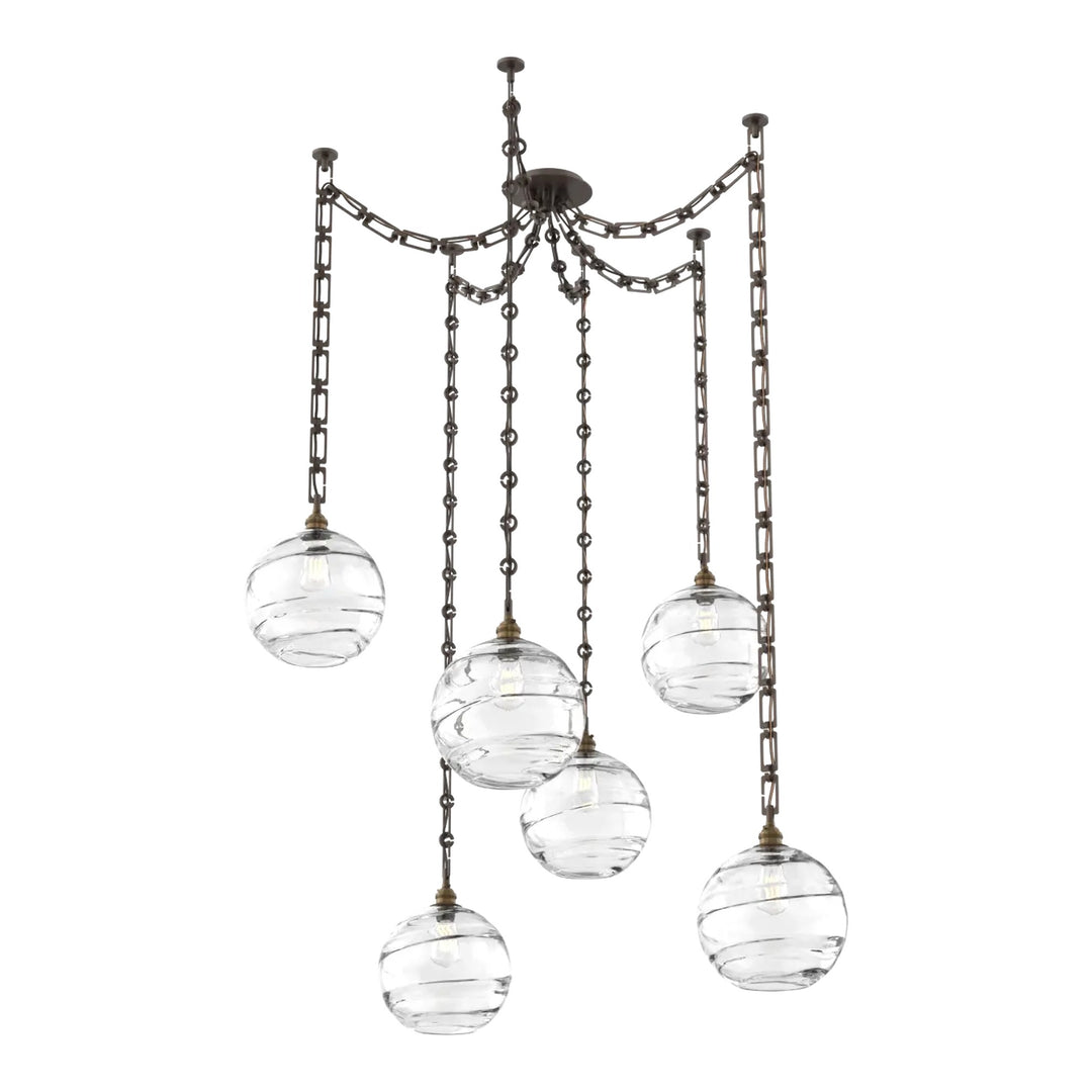 Terra Swag Chandelier by Hammerton Studio – 6 Lights in Flat Bronze on Rectangular Chain