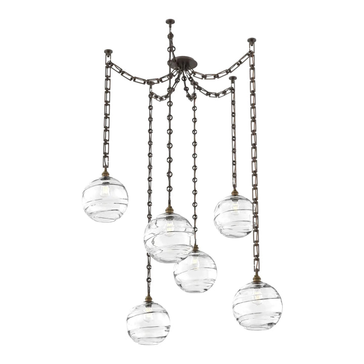 Terra Swag Chandelier by Hammerton Studio – 6 Lights in Flat Bronze on Rectangular Chain
