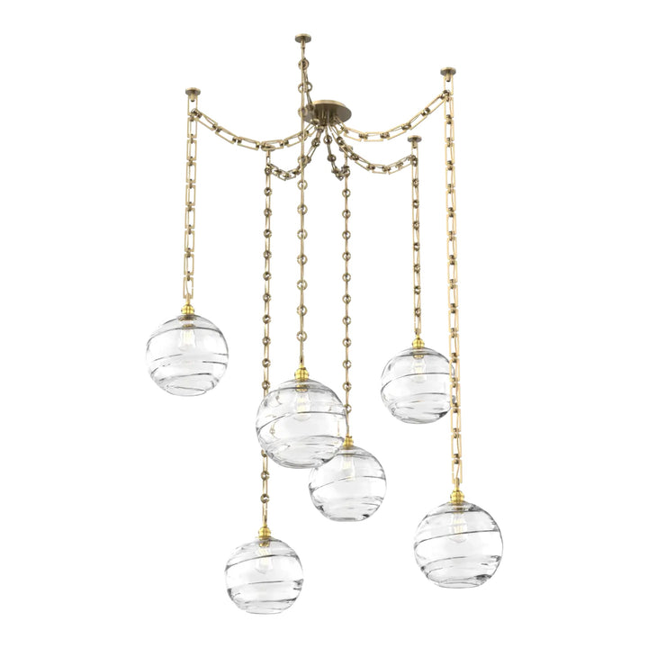 Terra Swag Chandelier by Hammerton Studio – 6 Lights in Gilded Brass on Rectangular Chain