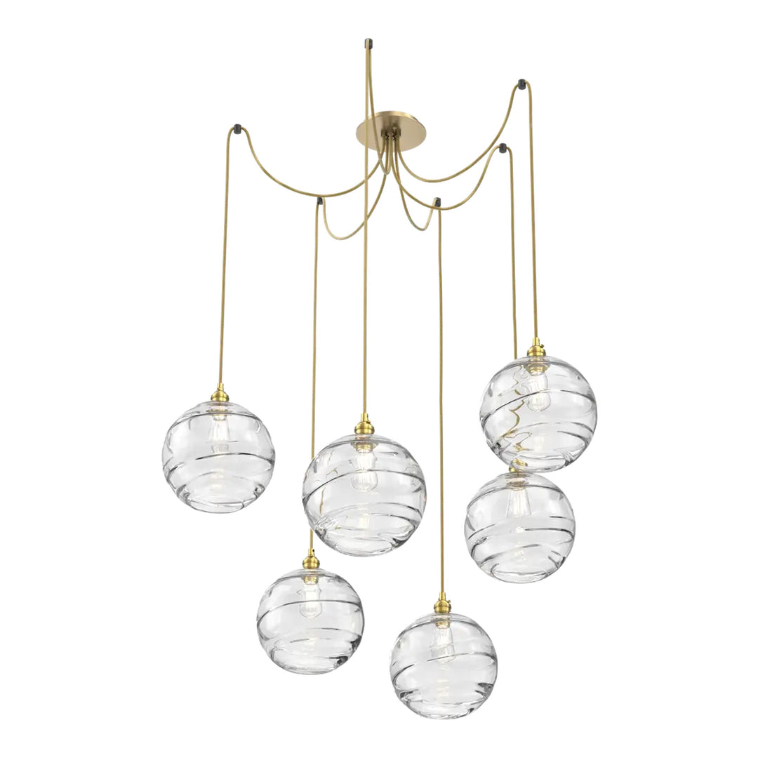 Terra Swag Chandelier by Hammerton Studio – 6 Lights in Gilded Brass on adjustable cord