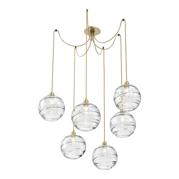 Terra Swag Chandelier by Hammerton Studio – 6 Lights in Gilded Brass on adjustable cord