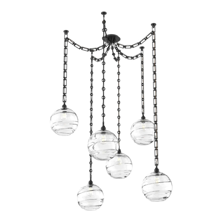 Terra Swag Chandelier by Hammerton Studio – 6 Lights in Matte Black on Rectangular Chain