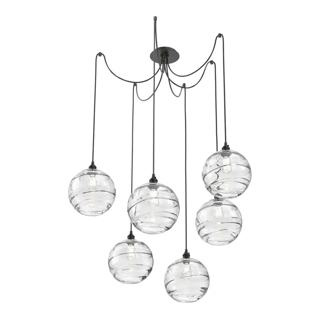 Terra Swag Chandelier by Hammerton Studio – 6 Lights in Matte Black on adjustable cord