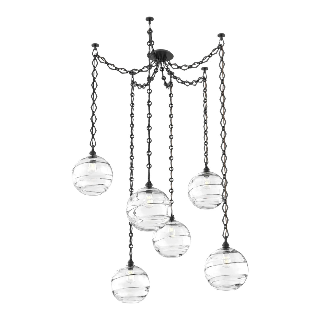Terra Swag Chandelier by Hammerton Studio – 6 Lights in Matte Black on Diamond Chain