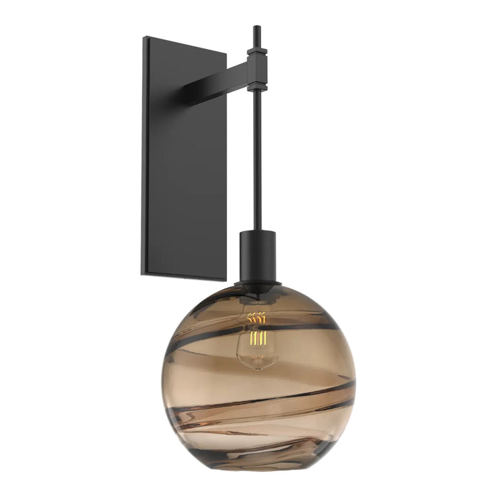 Terra Tempo Sconce by Hammerton Studio in Matte Black with Bronze glass