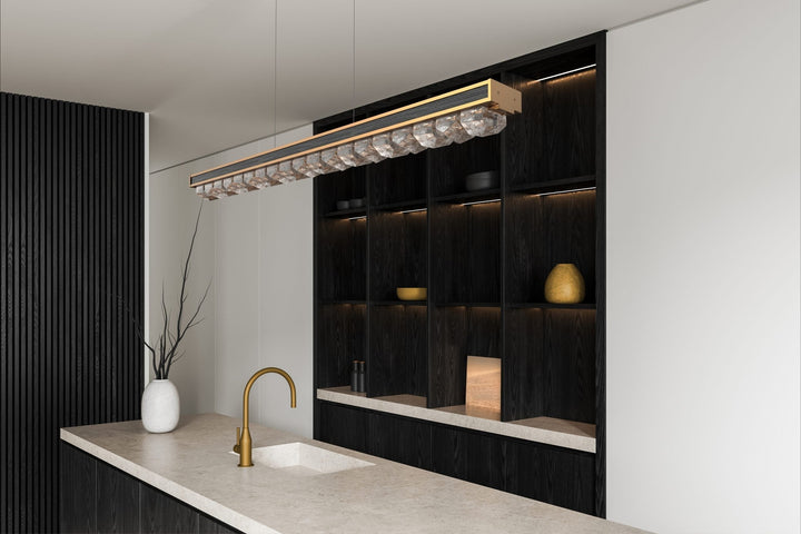 Tessera Linear Chandelier by Hammerton Studio in a styled interior