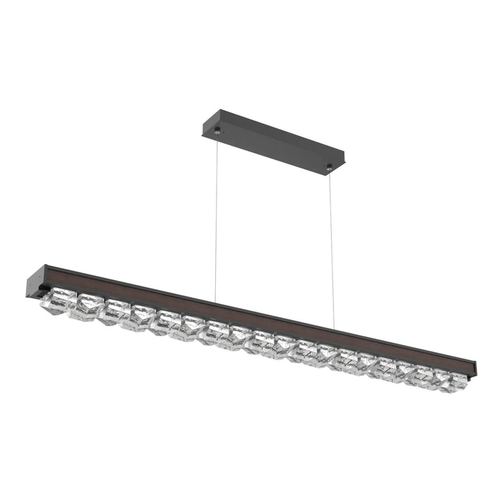 Tessera Linear Chandelier by Hammerton Studio in Matte Black with Leather - Cocoa accent
