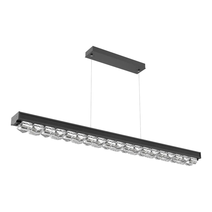Tessera Linear Chandelier by Hammerton Studio in Matte Black with Leather - Licorice accent