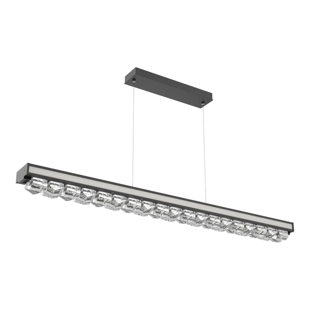 Tessera Linear Chandelier by Hammerton Studio in Matte Black with Salt White accent