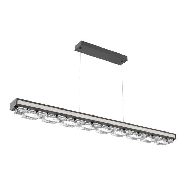 Tessera Linear Chandelier by Hammerton Studio in Matte Black with Tetro motif