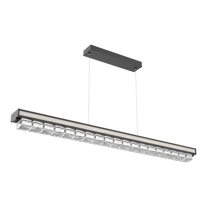 Tessera Linear Chandelier by Hammerton Studio in Matte Black with Wave motif