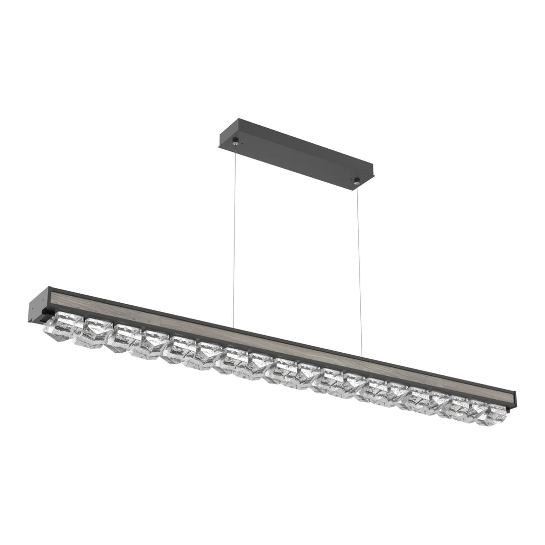 Tessera Linear Chandelier by Hammerton Studio in Matte Black with Wood - Ash accent