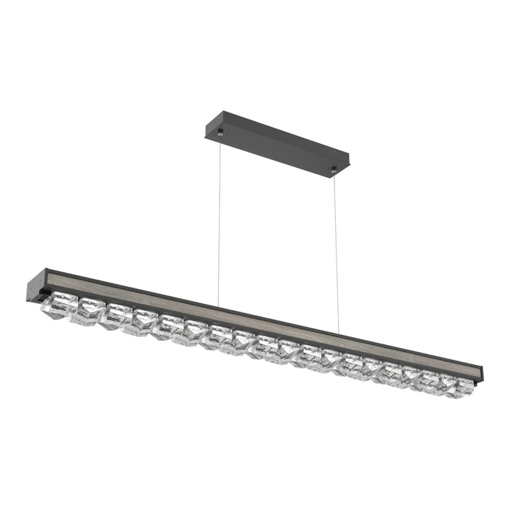 Tessera Linear Chandelier by Hammerton Studio in Matte Black with Wood - Ash accent