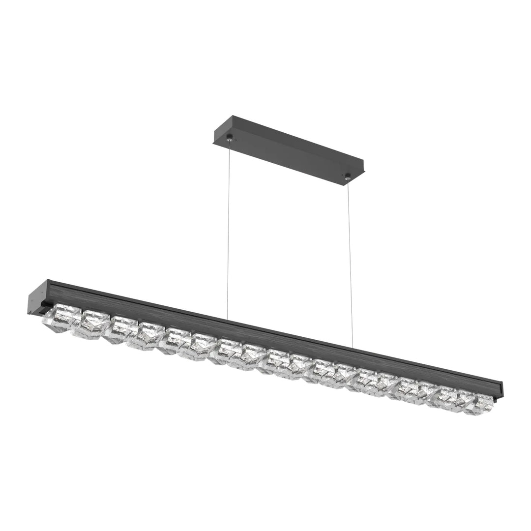 Tessera Linear Chandelier by Hammerton Studio in Matte Black with Wood - Dark Oak accent