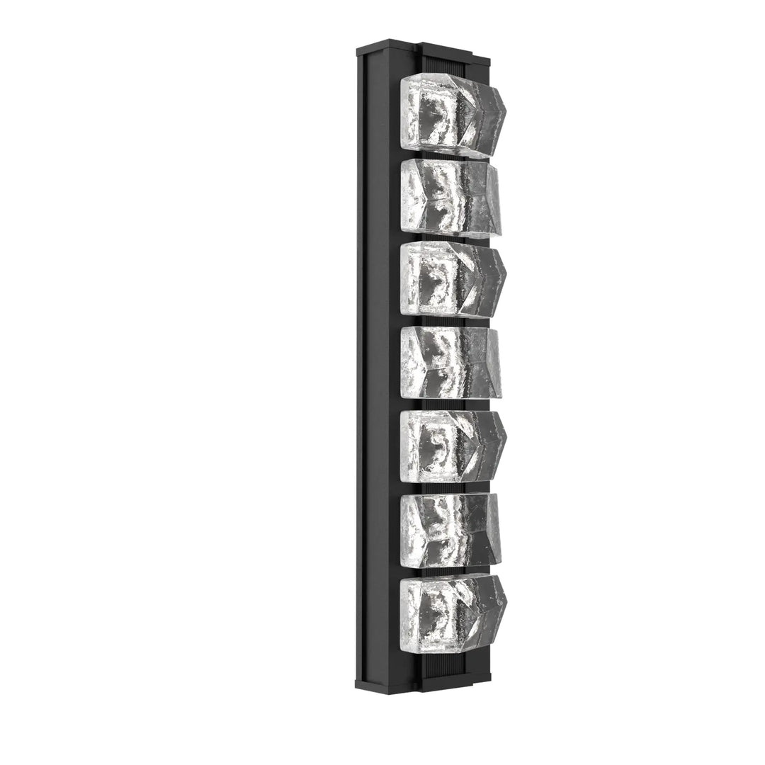 Tessera Outdoor Sconce by Hammerton Studio – Medium in Textured Black with Facet motif