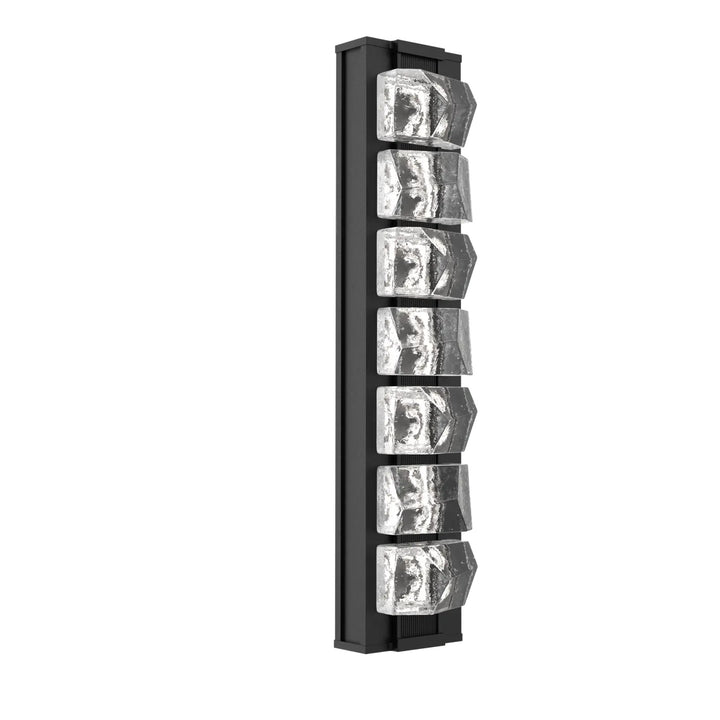 Tessera Outdoor Sconce by Hammerton Studio – Medium in Textured Black with Facet motif