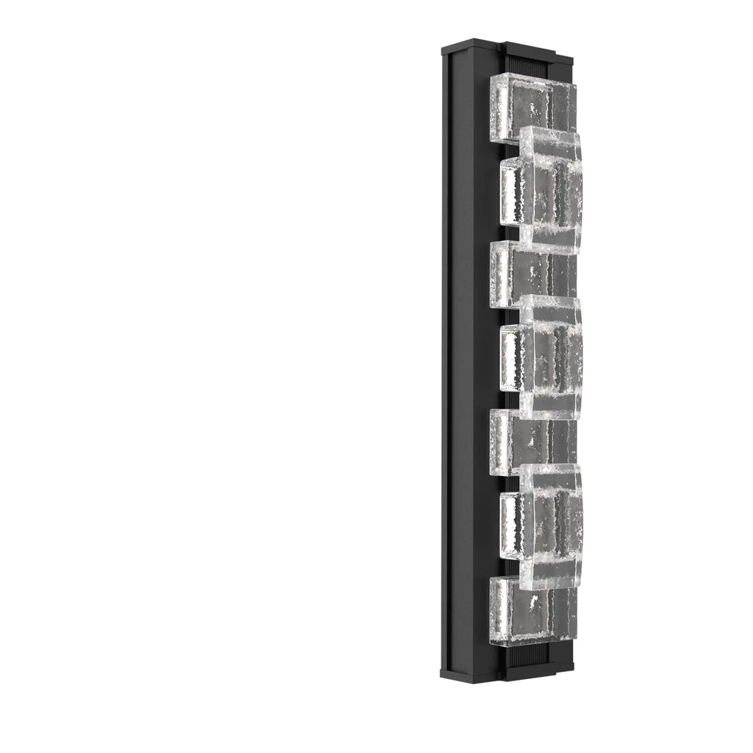 Tessera Outdoor Sconce by Hammerton Studio – Medium in Textured Black with Tetro motif