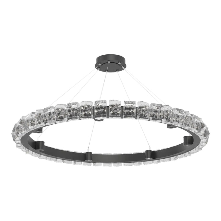 Tessera Ring Chandelier by Hammerton Studio – Large in Matte Black with Facet motif