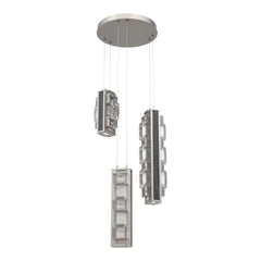 Tessera Round Pendant Chandelier by Hammerton Studio – 3 Lights in Beige Silver