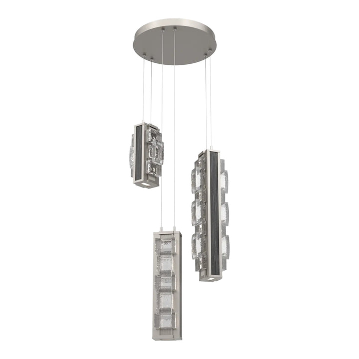 Tessera Round Pendant Chandelier by Hammerton Studio – 3 Lights in Beige Silver