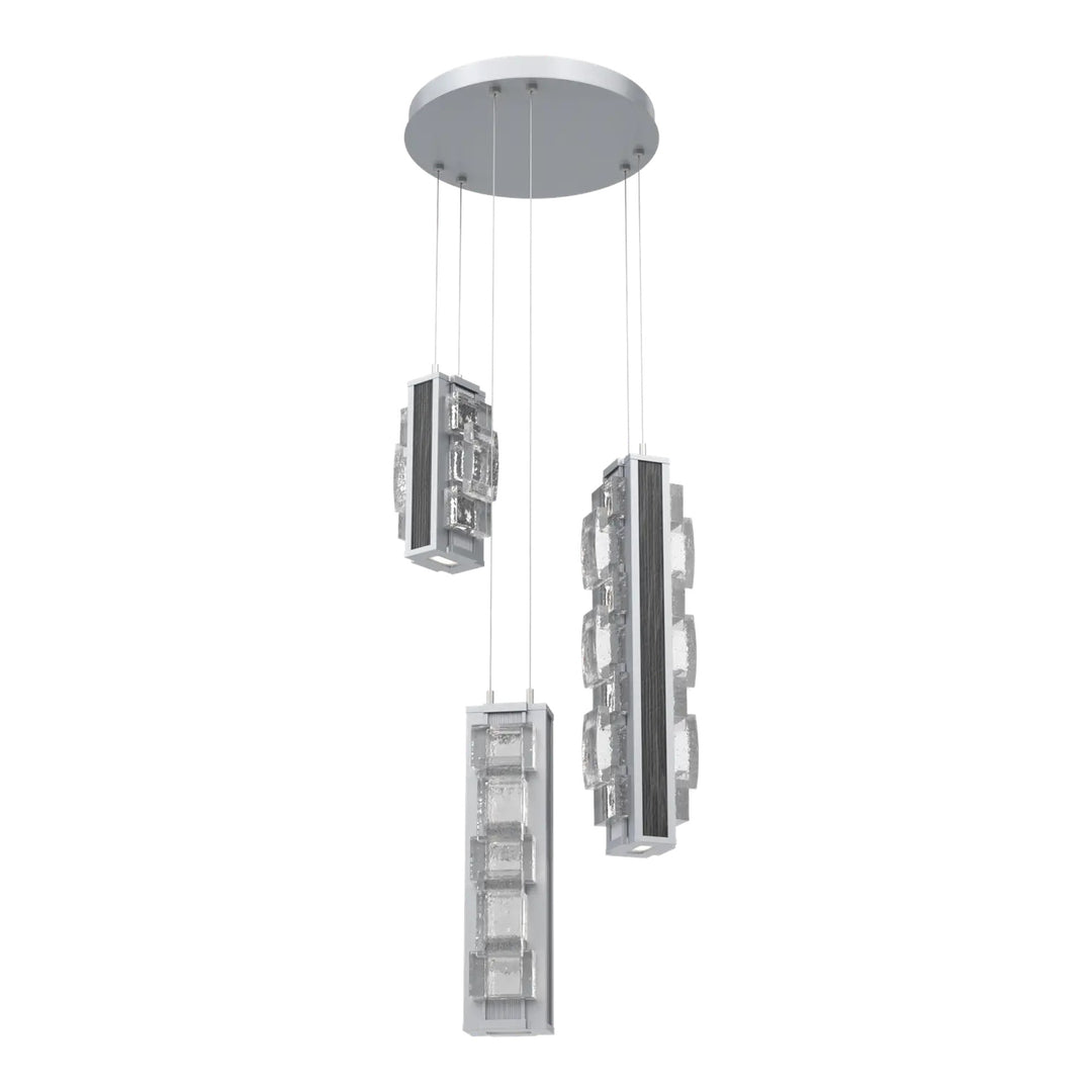 Tessera Round Pendant Chandelier by Hammerton Studio – 3 Lights in Classic Silver