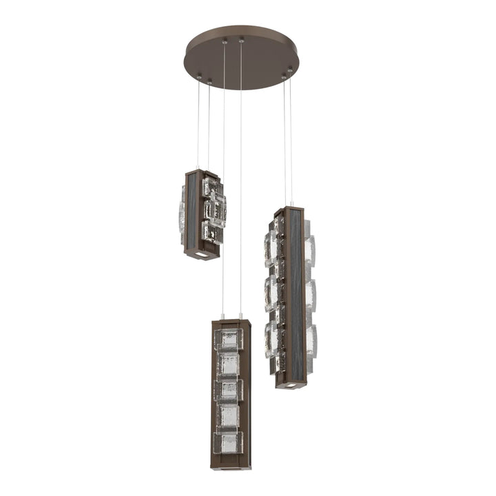 Tessera Round Pendant Chandelier by Hammerton Studio – 3 Lights in Flat Bronze