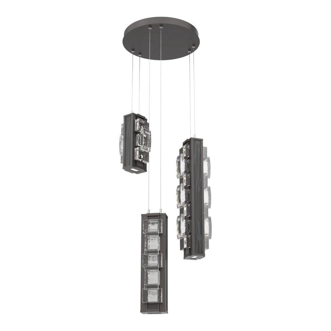 Tessera Round Pendant Chandelier by Hammerton Studio – 3 Lights in Graphite