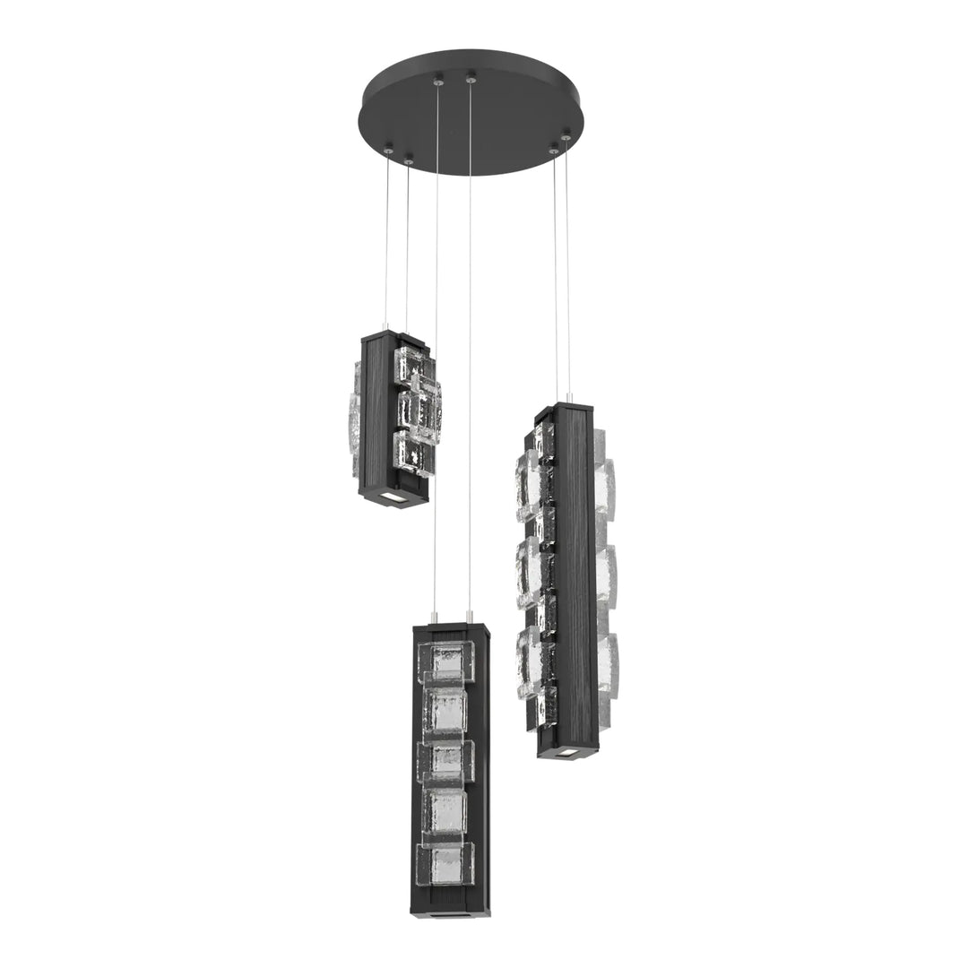Tessera Round Pendant Chandelier by Hammerton Studio – 3 Lights in Matte Black