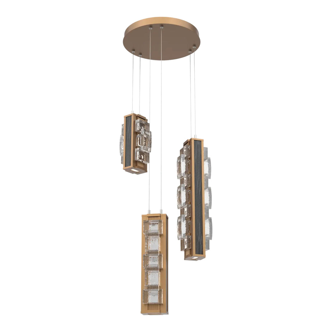 Tessera Round Pendant Chandelier by Hammerton Studio – 3 Lights in Novel Brass