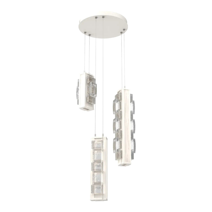 Tessera Round Pendant Chandelier by Hammerton Studio – 3 Lights in Salt White