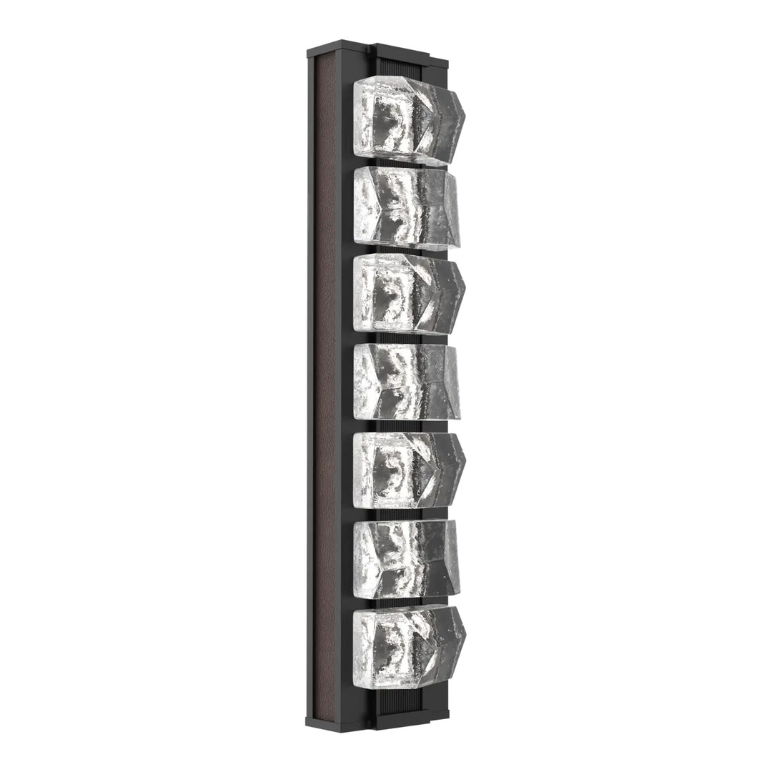 Tessera Sconce by Hammerton Studio – Medium in Matte Black with Leather - Cocoa accent