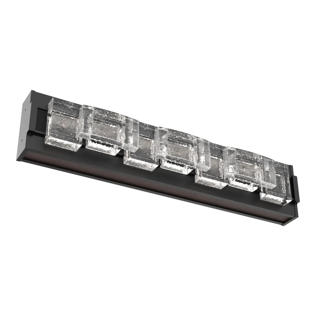 Tessera Vanity Sconce by Hammerton Studio – Medium in Matte Black with Leather - Cocoa accent