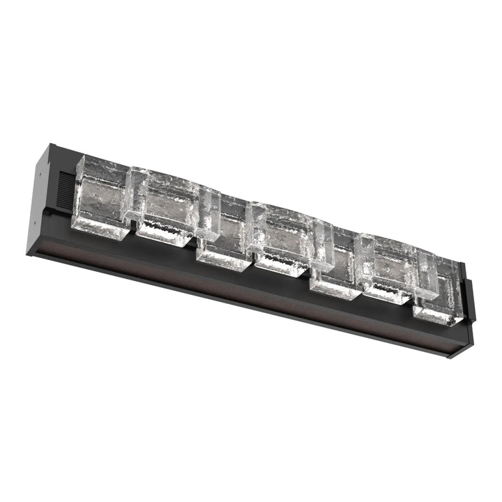 Tessera Vanity Sconce by Hammerton Studio – Medium in Matte Black with Leather - Cocoa accent