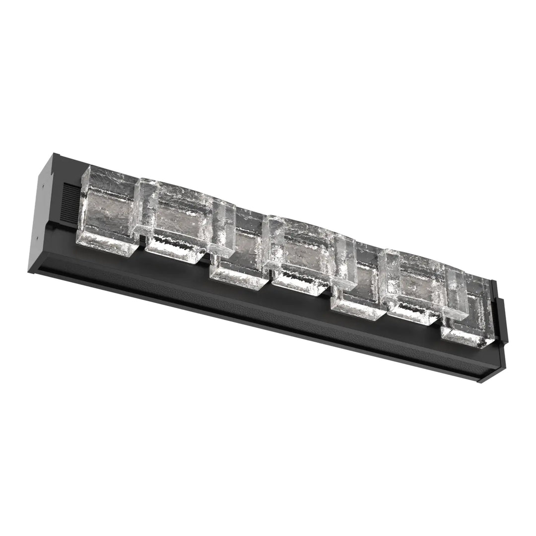 Tessera Vanity Sconce by Hammerton Studio – Medium in Matte Black with Leather - Licorice accent