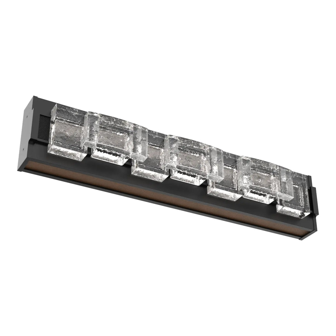 Tessera Vanity Sconce by Hammerton Studio – Medium in Matte Black with Leather - Nutmeg accent