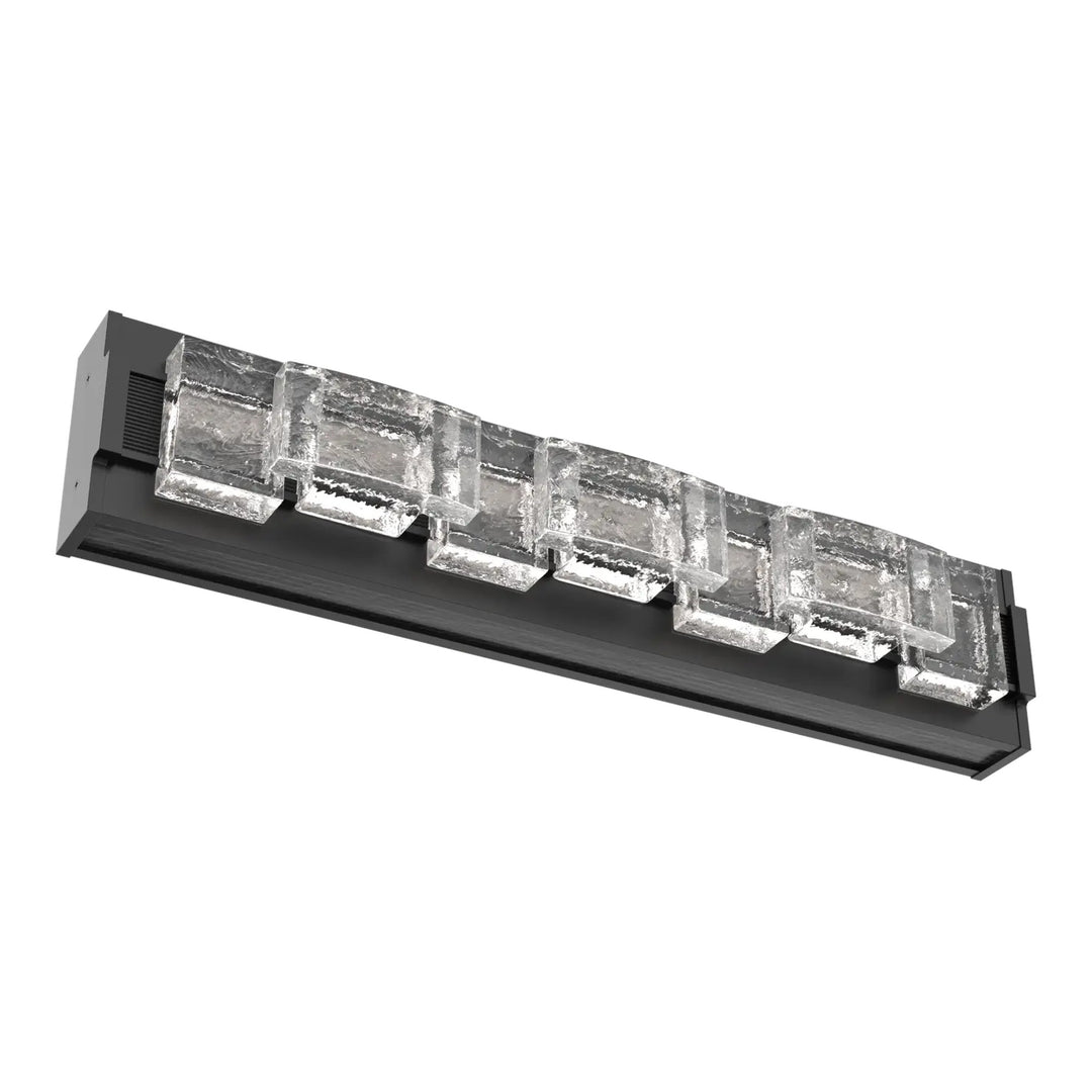 Tessera Vanity Sconce by Hammerton Studio – Medium in Matte Black with Wood - Dark Oak accent