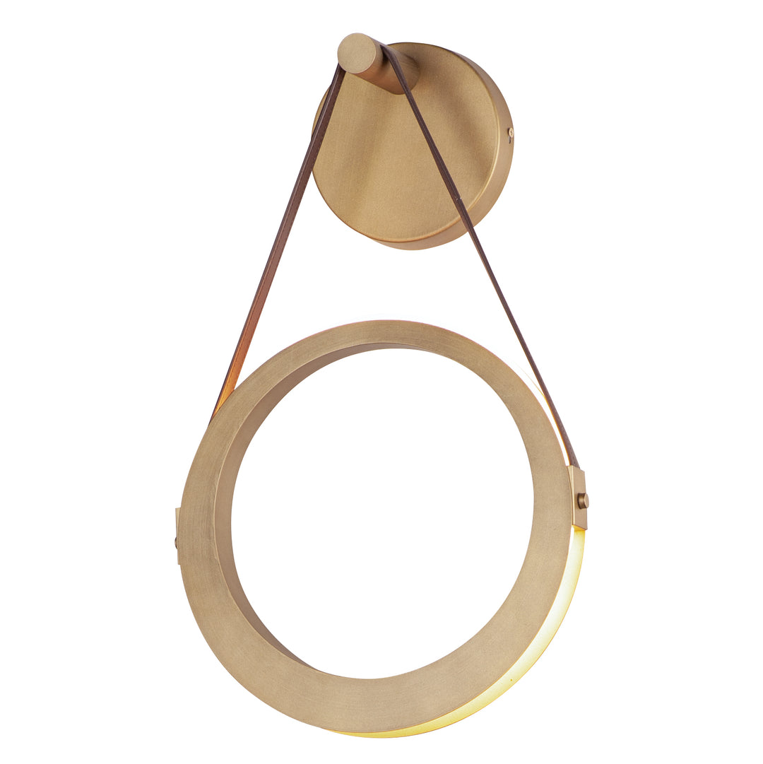 Tether 1-Light LED Wall Sconce by ET2 Lighting in Natural Aged Brass, front view