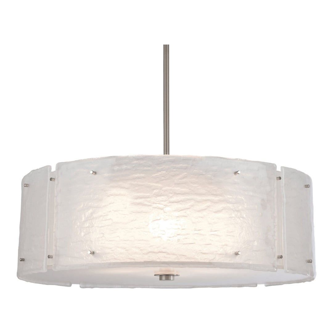 Textured Glass Drum Chandelier by Hammerton Studio in Beige Silver
