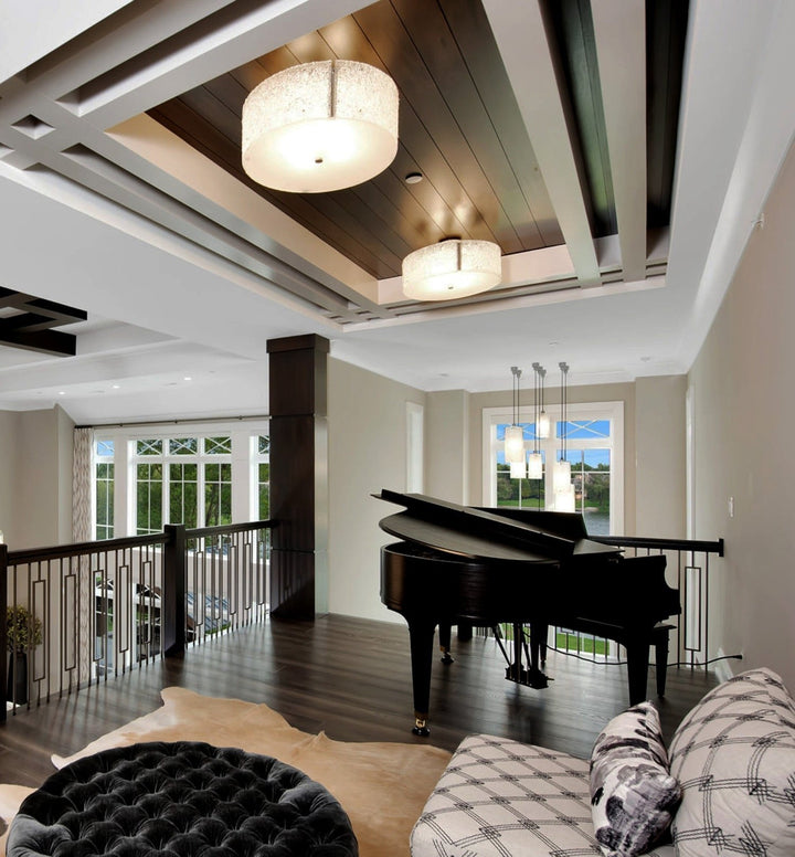 Textured Glass Drum Chandelier by Hammerton Studio in a styled interior