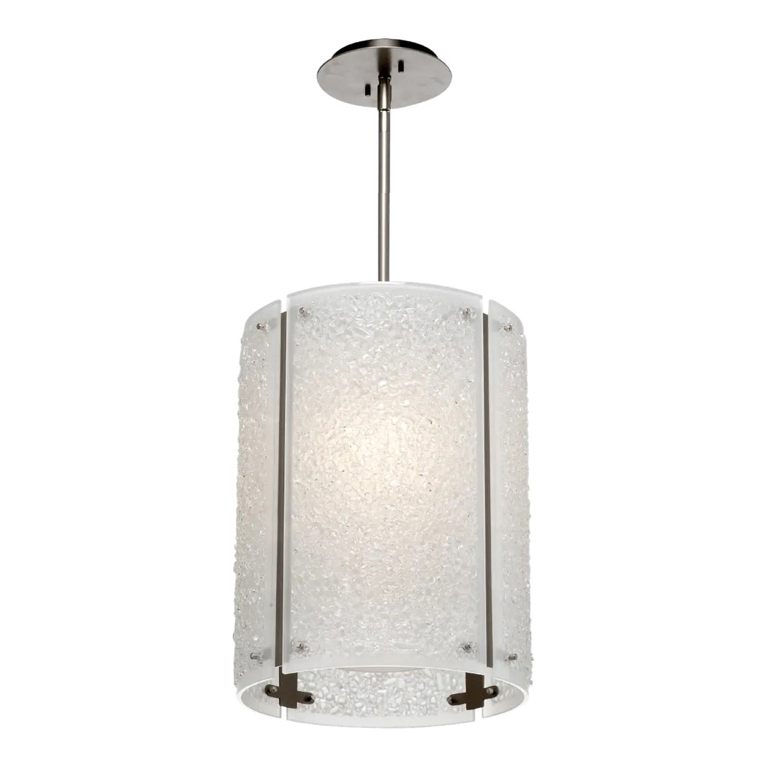 Textured Glass Large Pendant by Hammerton Studio in Matte Black with Frosted Rimelight glass