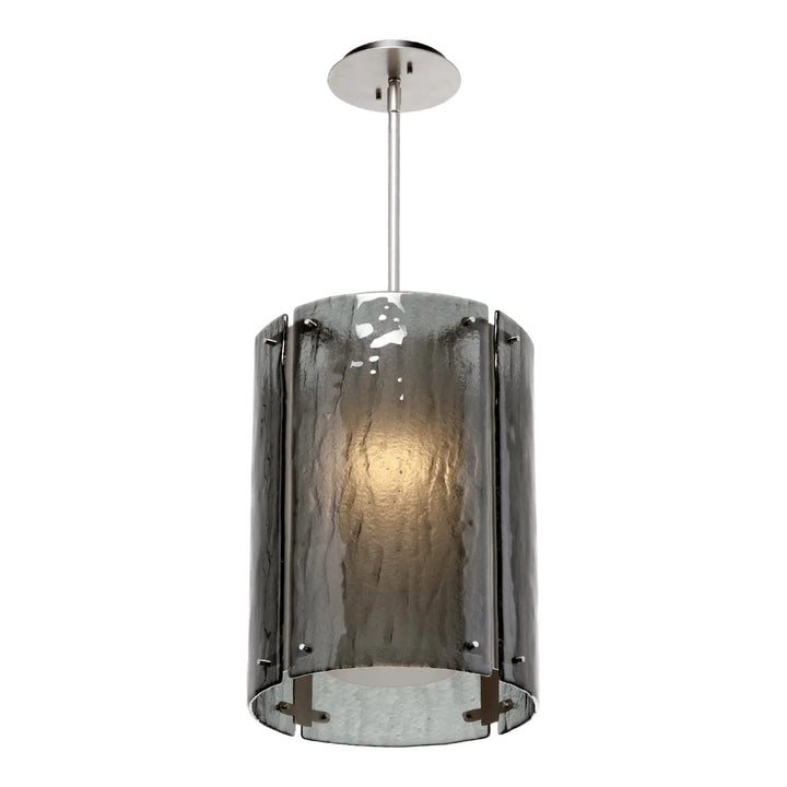 Textured Glass Large Pendant by Hammerton Studio in Matte Black with Smoke Granite glass
