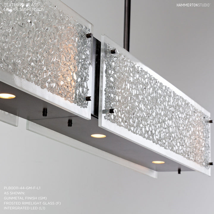 Textured Glass Linear Chandelier by Hammerton Studio in a styled interior