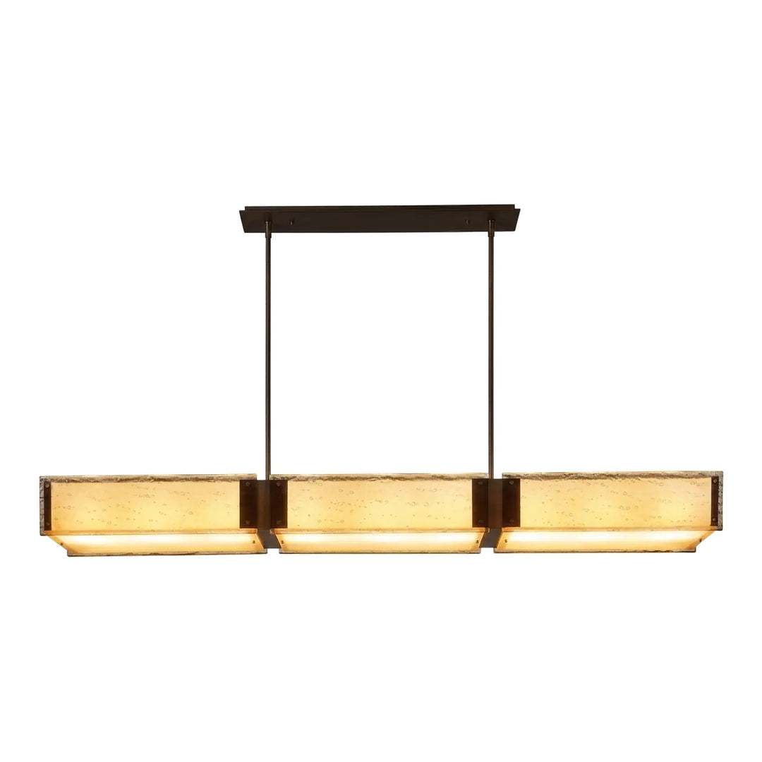 Textured Glass Linear Chandelier by Hammerton Studio