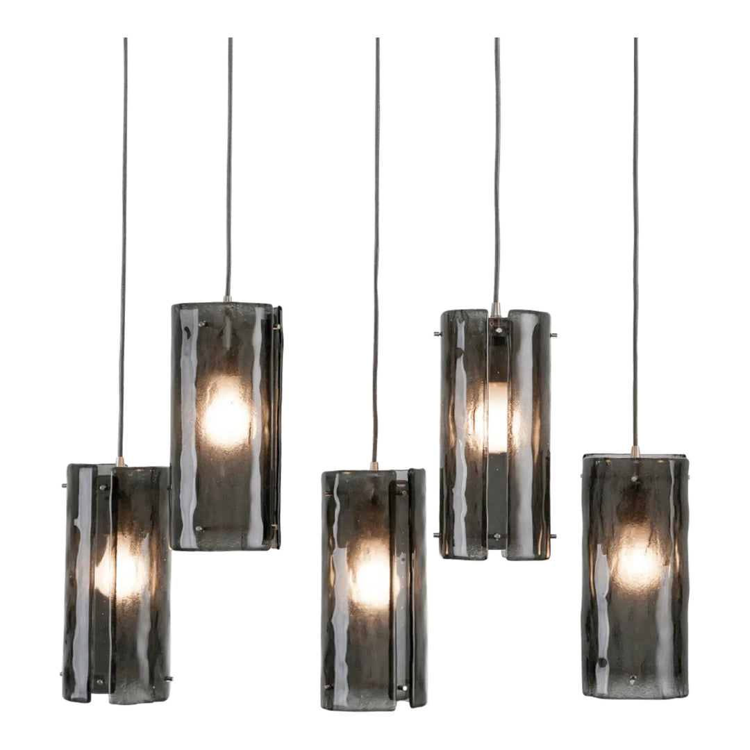 Textured Glass Linear Pendant Chandelier by Hammerton Studio