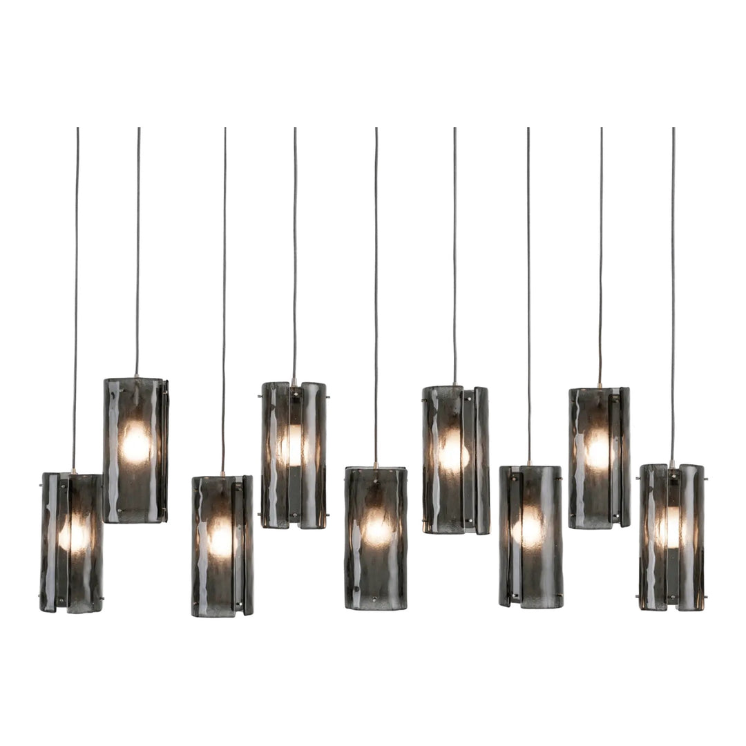 Textured Glass Linear Pendant Chandelier by Hammerton Studio