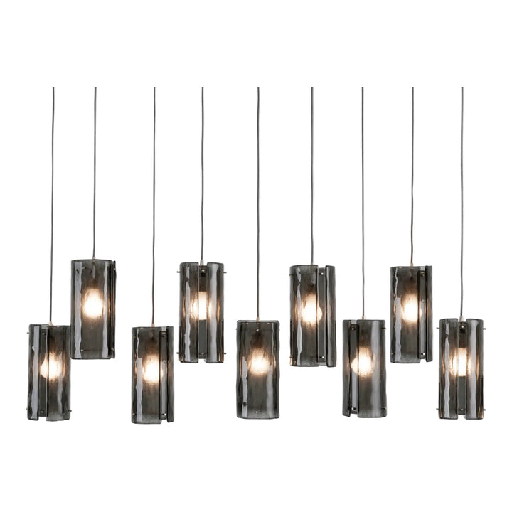 Textured Glass Linear Pendant Chandelier by Hammerton Studio