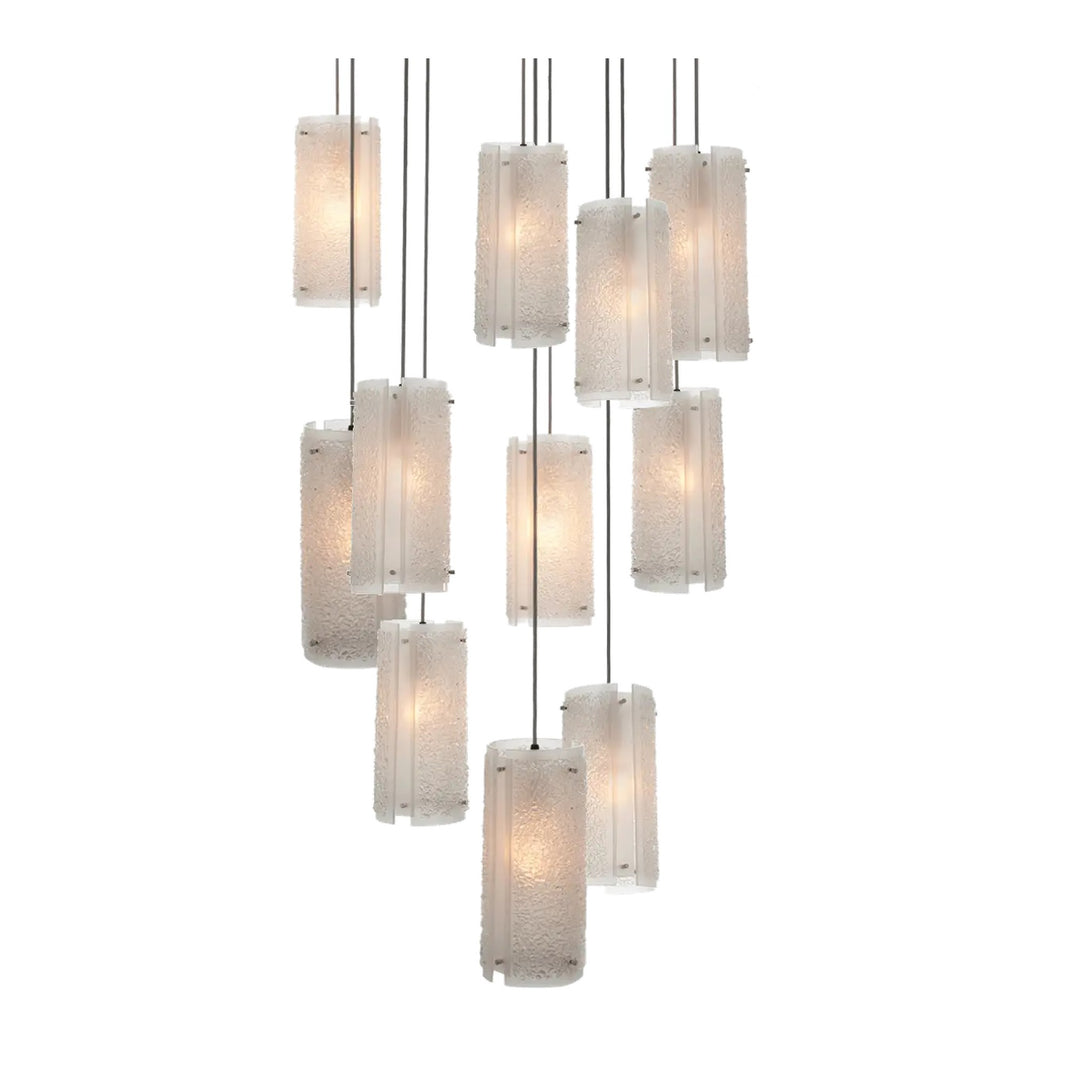 Textured Glass Round Pendant Chandelier by Hammerton Studio